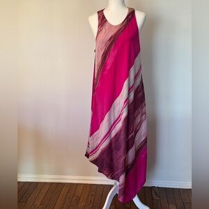 Chic Asymmetrical Pink and Brown Dress